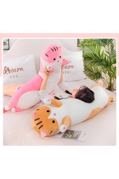 AYEBIA Lovely Plush Cat Doll Cute Cartoon Soft Stuffed Kitten Pillow Long Sleeping Pillow Doll 50cm