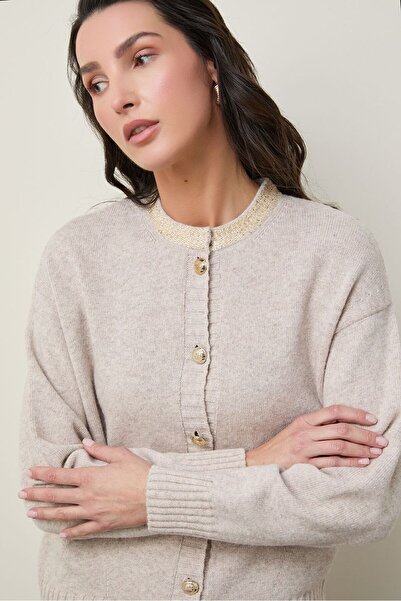 Serianno Organik Yün ve Pamuk Karışımlı Yaka Detaylı Hırka