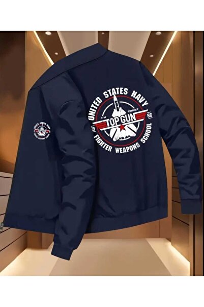 kho military design Lacivert Renk Erkek Trend Top Gun Baskılı Üst (XL Beden)