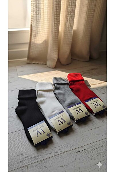 Warmen YÜN KATLAMALI PATİK ÇORAP; KIŞLIK; ASORTİ 4'LÜ PAKET; 36-40 NUMARA