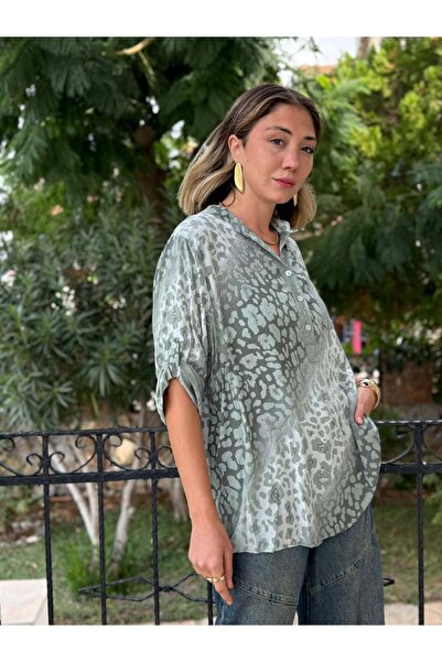 Punta Otantik Nc63107 Italian Cotton Blouse Green