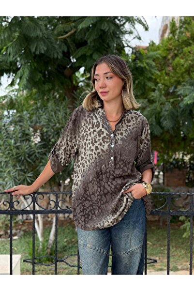 Punta Otantik NC63107 Ιταλική βαμβακερή μπλούζα καφέ