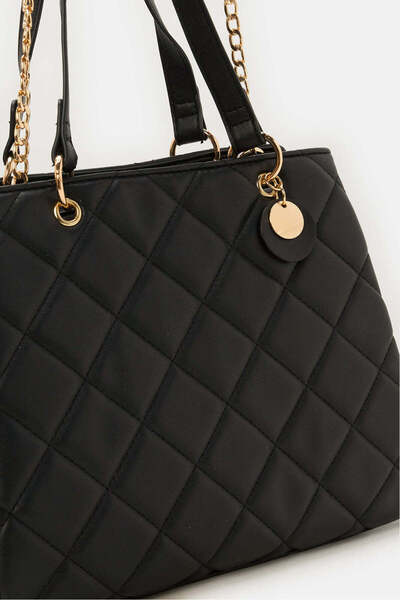 REDTAG Women Black Textured Day Bag
