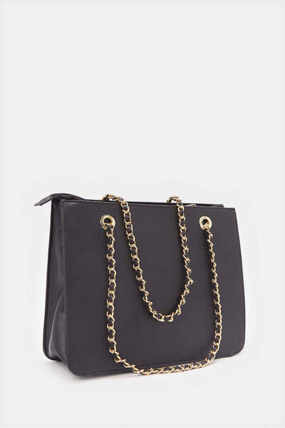 REDTAG Women Black Textured Day Bag