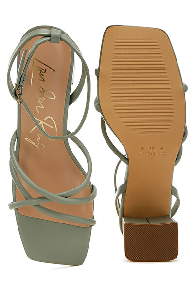 london Rag Women Low Block Heel Strappy Sandals in Green