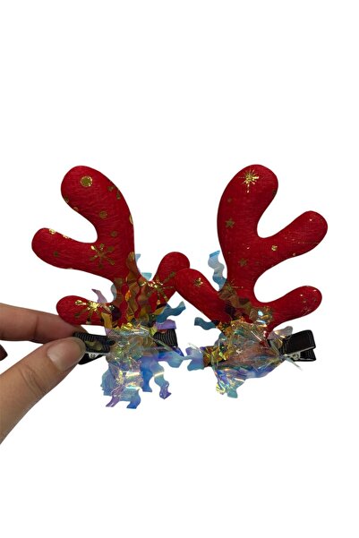 Melkady Aksesuar Melkady 554A - Double Deer Themed Luxury New Year/Christmas Hair Clip, Party Style Accessory
