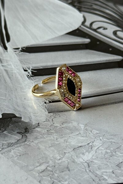 Trendy Butik خاتم حجري ملون من الفولاذ