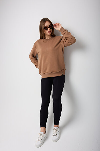 Giyimyol Women's Sweatshirt – Basic, Crew Neck, Comfortable Fit, Soft Cotton Fabric, Oversized