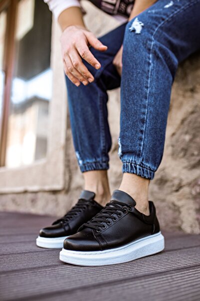 Lucy Shoes Yg257 Men's Lace-Up Leather High Quality Daily Casual Shoes Black - Cbt