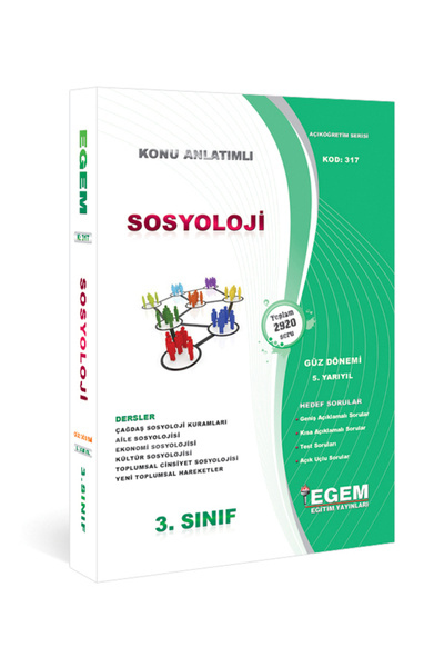 Egem Eğitim Yayınları AÖF 3. Sınıf Sosyoloji Güz Dönemi Konu Anlatımlı Soru B...