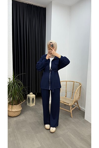 Minharir Women's Comfortable Fit Daily Sports Two-Piece Set with Pocket Detail