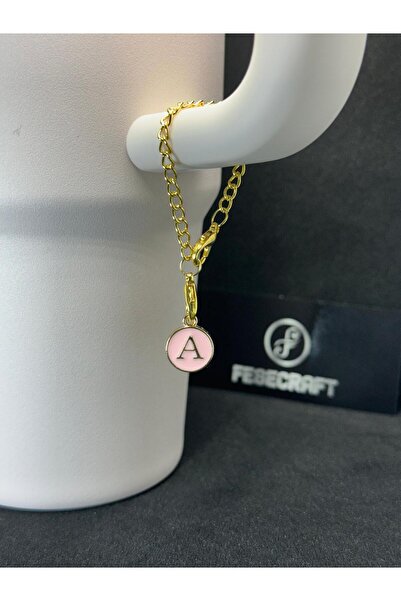 FESECRAFT A Letter Pink Charm Stnly Quencher Compatible Thermos Accessory Bag Accessory