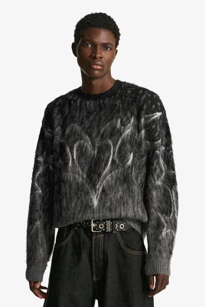 Bershka Brushed effect print jumper