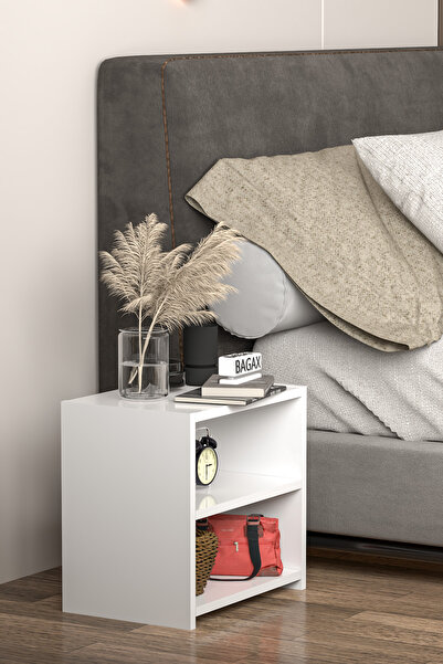 BAGAX Bölmeli Yatak Odası Komodini Beyaz