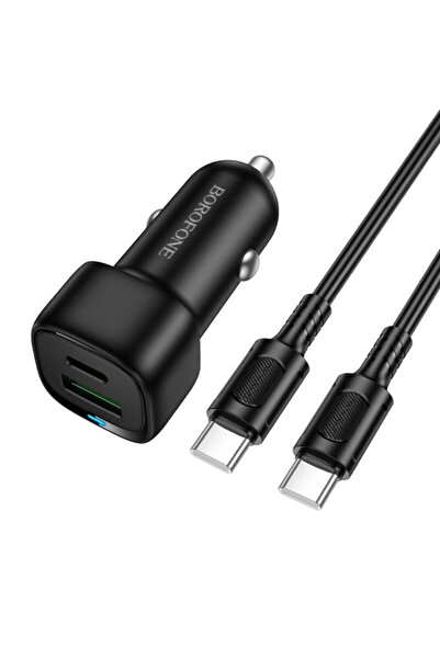 Borofone Încărcător auto USB-A/Type-C 38W + cablu Cloud, BZ34B