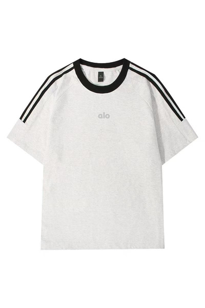 Alo Yoga Striped Sleeve Crew Neck T-Shirt: Sporty Style with Effortless Comfort