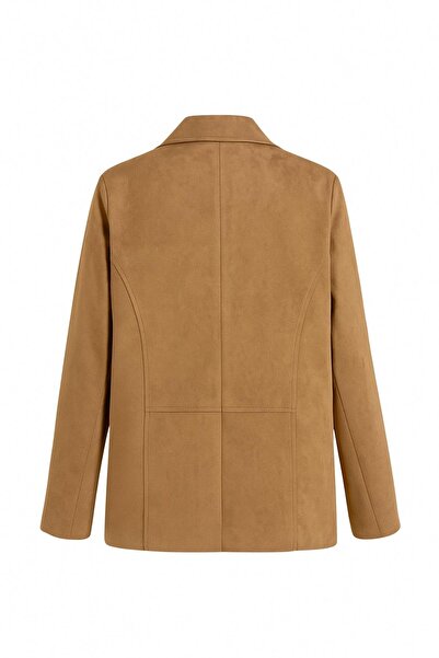 Mixray 4780 women's regular fit faux suede blazer jacket camel