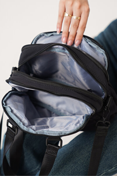 Solo Bag Women's Multi-Compartment Waterproof Crinkle Casual Black Crossbody Hand and Shoulder Bag