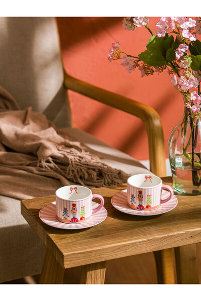 LC Waikiki Mixed New Year's Themed Porcelain Coffee Cup Set for 2 People 90 ml