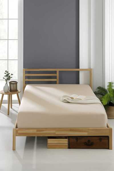 Valezium Bej Lasti̇kli̇ Fitted Çarşaf (Yastiksiz)