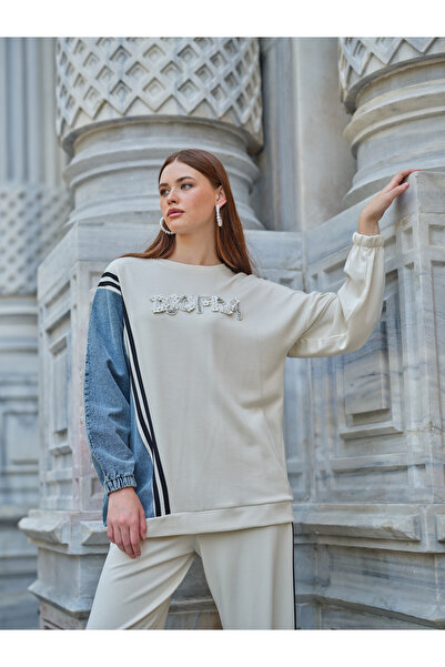 Hatun Atila Hatunatila Modal Fabric and Jeans Garnished Suit - 7843