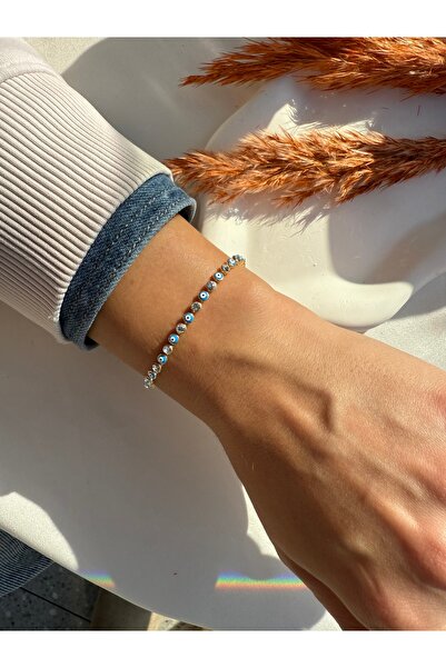 i-k global ticaret Altın Kaplama Kristal Taşlı Nazar Boncuklu Bileklik