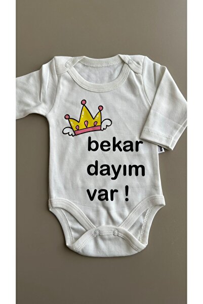 MODA Bekar Has an Uncle Printed 100% Cotton Long Sleeve Baby Bodysuit