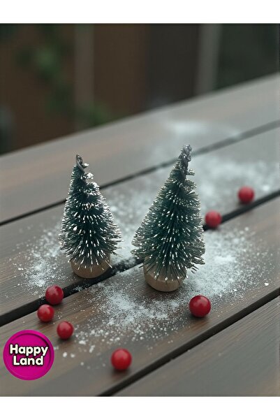 Happyland شجرة عيد الميلاد المصغرة على الطاولة 2 قطعة 5 سم نموذج مصغر لشجرة ع...