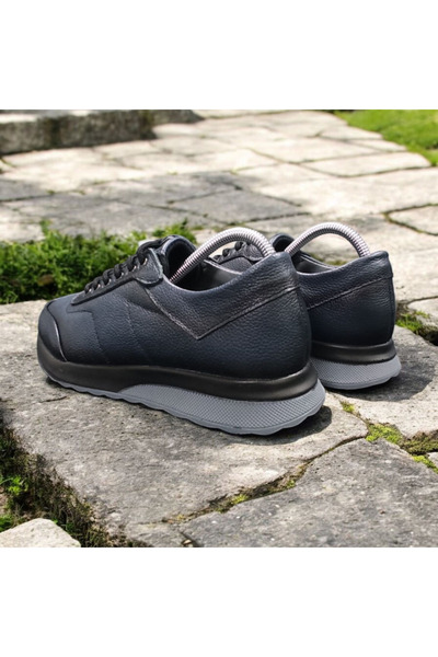 VİVA SHOES Casual Genuine Leather Full Orthopedic Men's Shoes (Navy Blue)