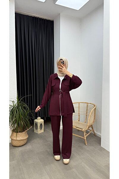 Minharir Women's Comfortable Fit Daily Sports Two-Piece Set with Pocket Detail