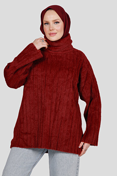 My City 40946 - Stylish Comfortable Loose High-Necked Women's Long Sweater