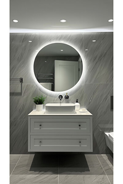 Digital Yuvarlak Işıklı Banyo Ayna 50-80 Cm. Renk Seçeneği: Beyaz