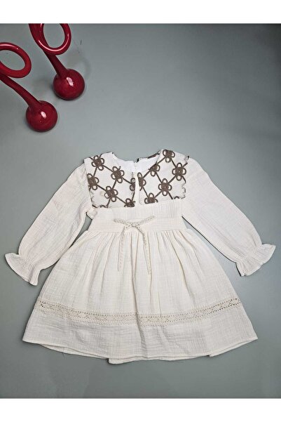 VİYOLİNA Muslin Dress with Collar Detail