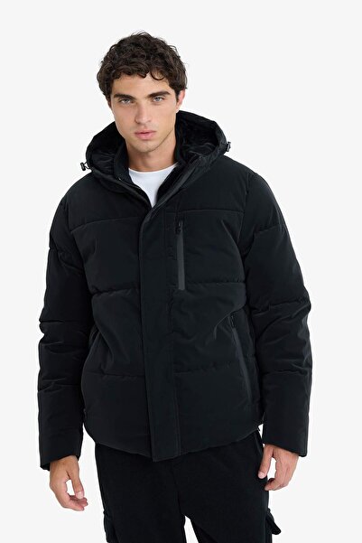 DeFacto Water Repellent Regular Fit K Hooded Lined Coat with Inner Pockets and Zippered Pockets (25 Wn)