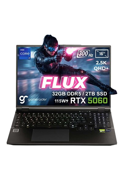 GameRaider FLUX GR16 i9-14900HX 32GB DDR5 2TB SSD RTX 5060 8GB 115W 16 inç 2....