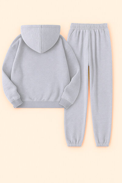 Sweetline Unisex Gray Danger Printed Tracksuit Hoodie - Winter Fleece-Lined Fabric