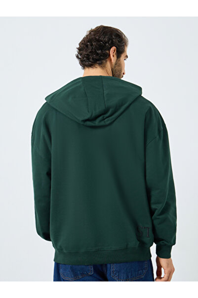 Styli Men Green Embroidered Oversized Hoodie