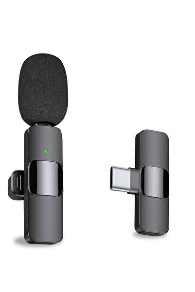 Generic Professional Wireless Lavalier Lapel Microphone USB-C, Black