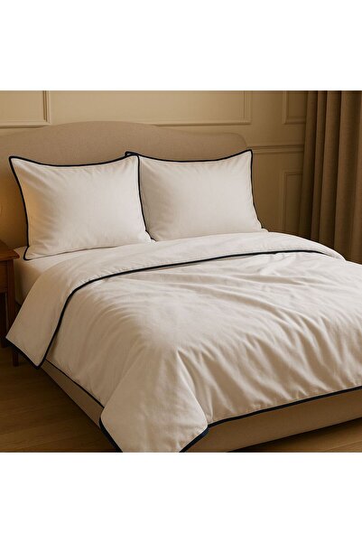 Binna Soft طقم غطاء لحاف أبيض مسطح مكون من حواف أسطوانية قطع من قطن إيفا بالل...