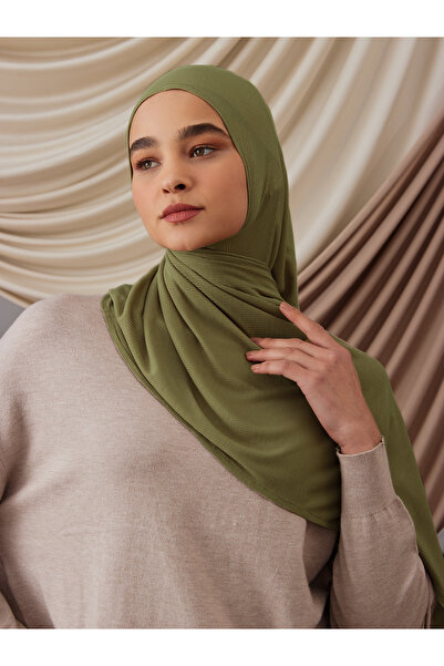 Femple Modest Small Bamboo Corded Fabric Shawl |   Color: Olivine |   Size: 1...