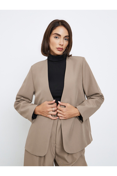 Styli Brown Front Open Blazer and Trousers Co-ords