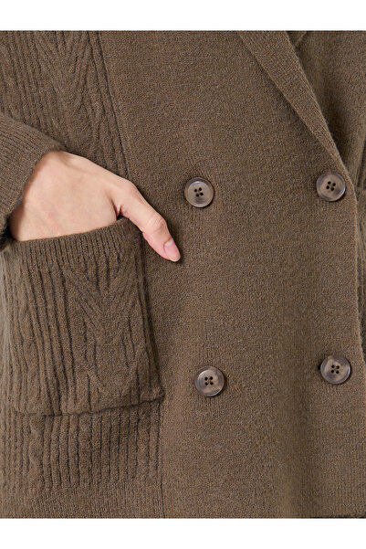 Styli Brown Longline Double Breasted Trench Cardigan