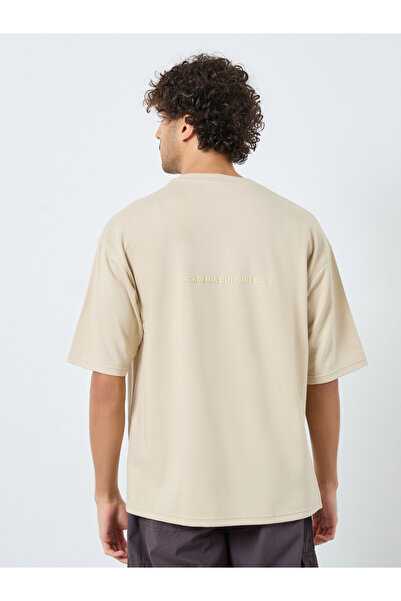 Styli Beige Graphic Print Oversized T-Shirt