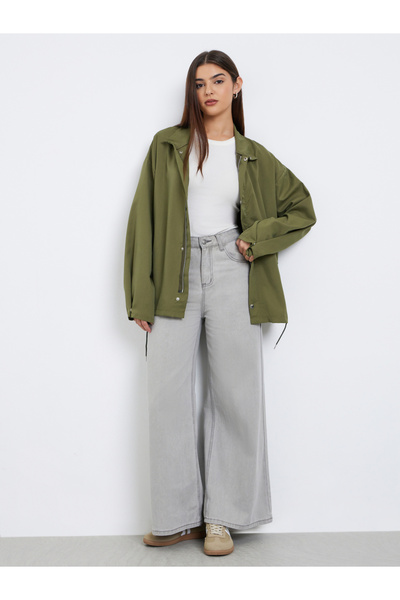 Styli Olive Regular Fit Longline Utility Jacket