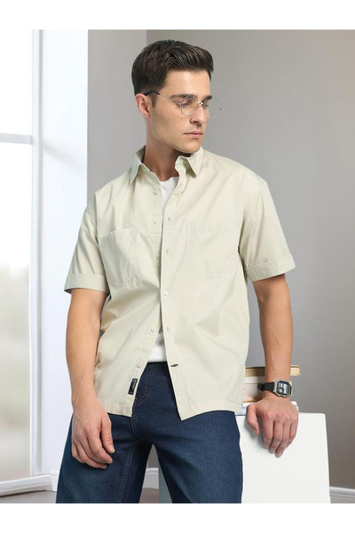 Dennis Lingo By Styli Men Relaxed Fit Solid Cotton Casual Shirt