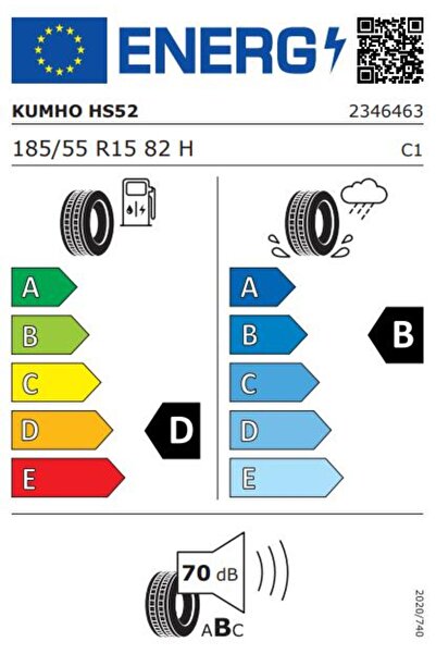 Kumho Summer Tire HS52 185/55R15 82H