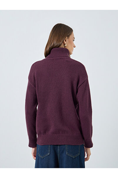 Styli Burgundy Oversized Turtle Neck Sweater