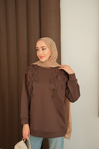 LOCCO Women's Heart Detailed Tunic Brown