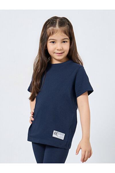 Styli Girls Navy Blue Oversized T-Shirt and Legging Set