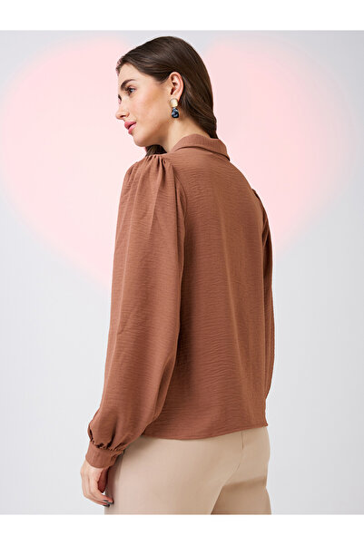 Globus By Styli Women Brown Balloon Sleeves Shirt